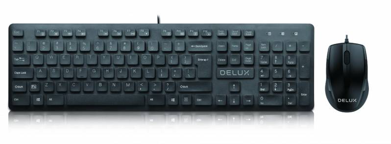 Kit tastatura si mouse, Delux KA150U, cu fir, USB, negru