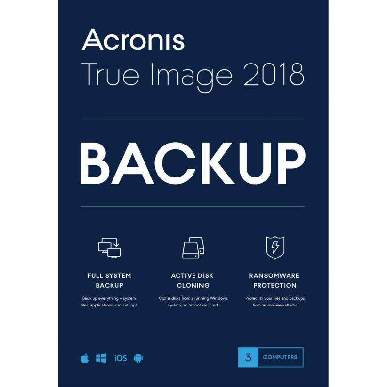 Acronis True Image 2018, 3 PC-uri, licenta electronica