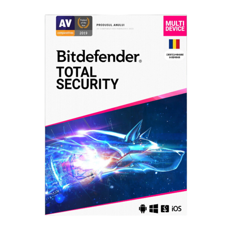 Bitdefender Total Security, 3 dispozitive, 1 an, licenta electronica