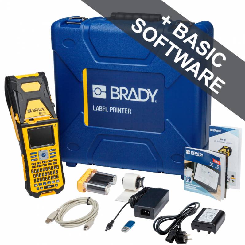 Imprimanta portabila de etichete Brady M610 cu Software Brady Basic, Qwerty EU, USB, 300DPI, kit