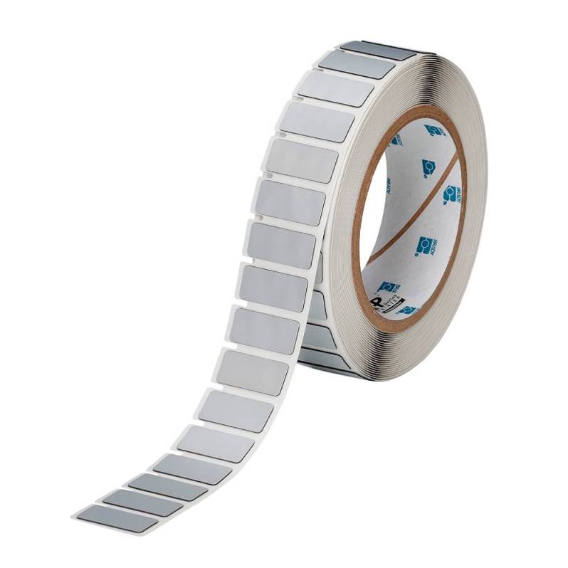 Banda de etichete Brady B-7593, poliester, argintii, 27 x 12.45 mm, 2000 etichete/rola
