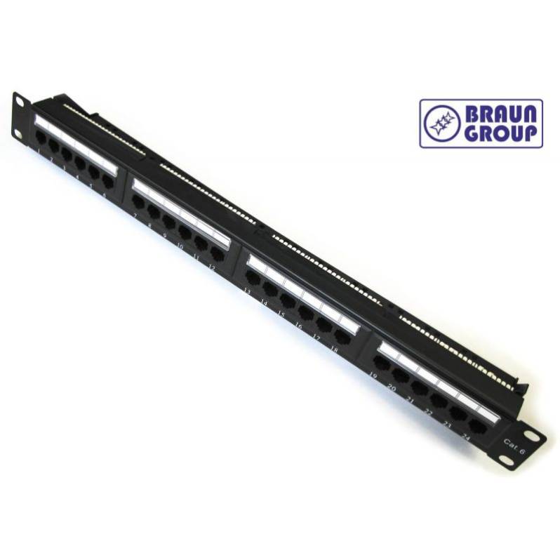 Patch Panel Braun 24 porturi RJ45, UTP Cat6, Krone+110