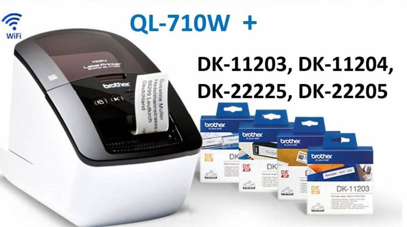 Imprimanta de etichete Brother QL-710W, Bundle 4 role etichete