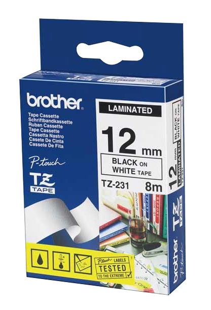 Banda continua laminata Brother TZ231, 12mm, 8m