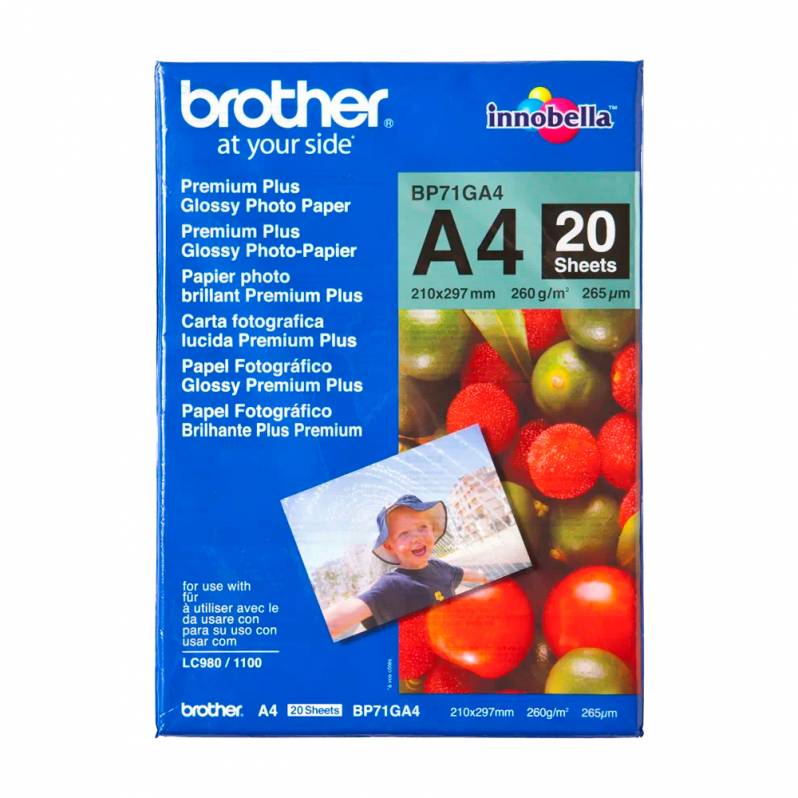 Hartie foto Brother lucioasa, A4 260g/mp, 20 coli