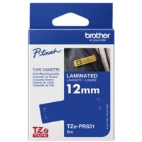 Banda continua laminata Brother TZE-PR831, 12mm, 8m, negru/auriu sclipitor