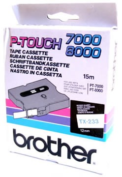 Banda continua laminata Brother TX233, 12mm, 15m