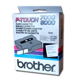 Banda continua laminata Brother TX253, 24mm, 15m