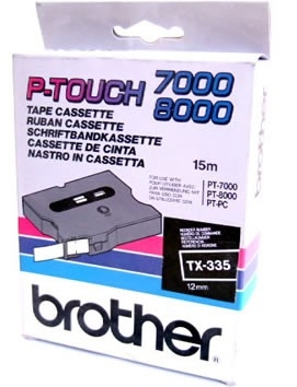 Banda continua laminata Brother TX335, 12mm, 15m