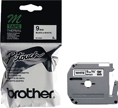 Banda continua laminata Brother MK221BZ, 9mm, 8m