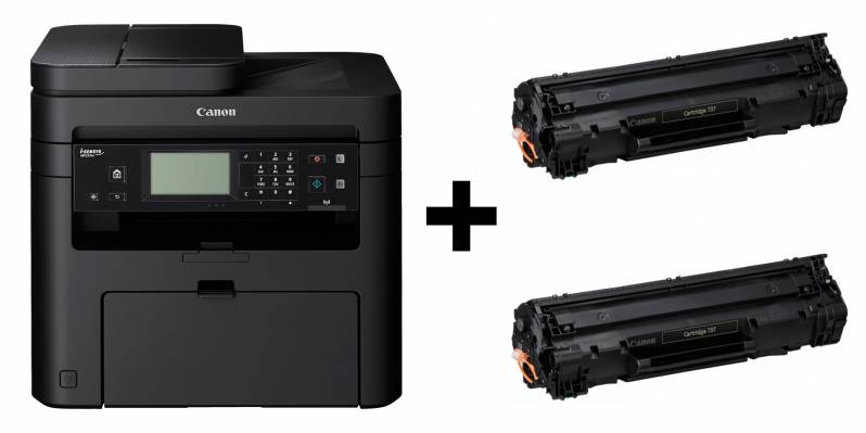 Multifunctional A4 laser monocrom Canon MF237W, USB, LAN, Wi-Fi, 2 cartuse (4800 pag.)