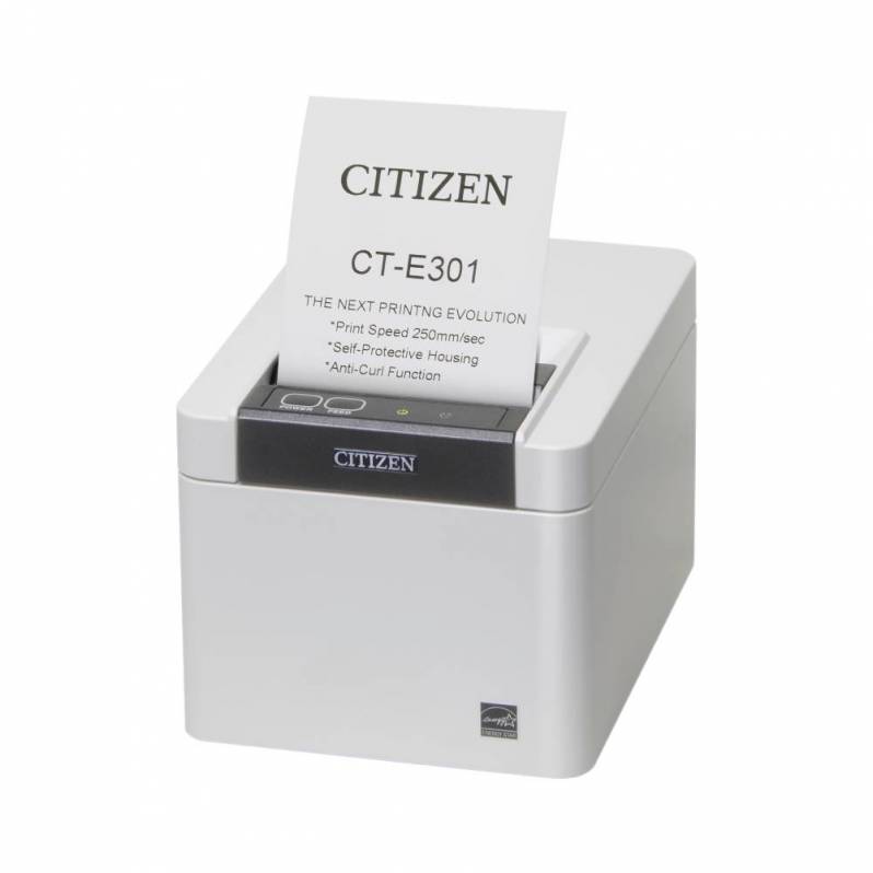 Imprimanta termica Citizen CT-E301, Desinfectant Ready, USB, Serial, Ethernet, cutter, alba