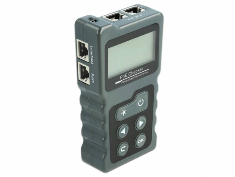 Tester cablu de retea RJ45 / POE / DC CU LCD Delock