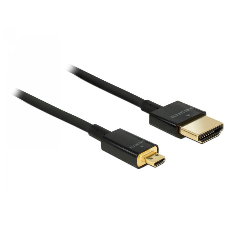 Cablu Delock HDMI la micro HDMI-D T-T 3D, 4K 0.5M, Slim Premium