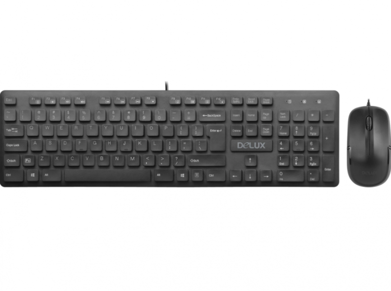 Kit tastatura si mouse Delux USB, cu fir, negru