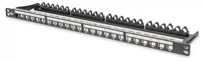 Patch panel modular Digitus, 24 porturi, 0.5U, negru