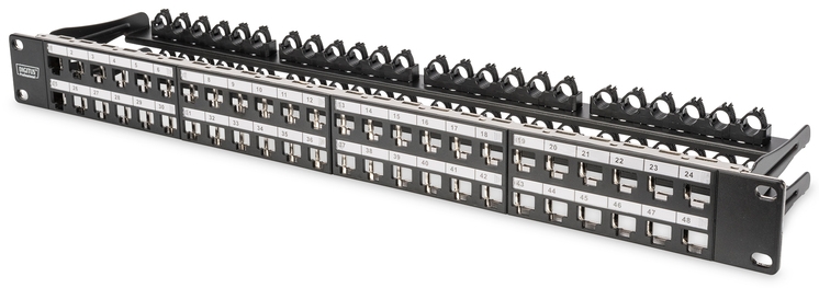 Patch panel modular Digitus, 24 porturi, 8P8C, Krone, 1U, gri