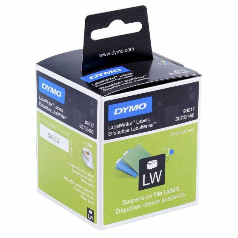 Etichete Dymo LabelWriter DY99017 50x12mm, hartie alba, dosare suspendate