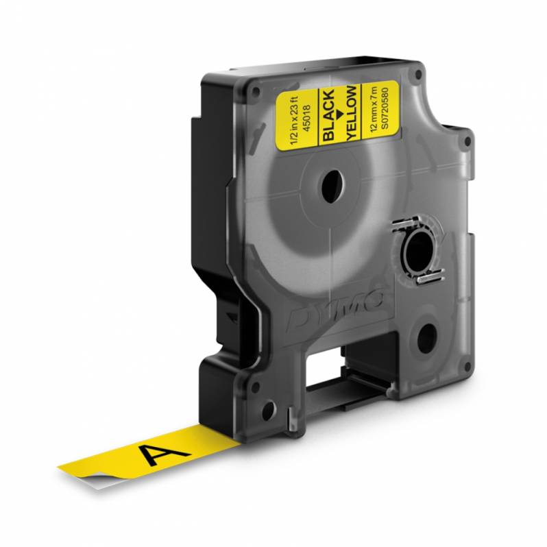 Banda laminata Dymo D1 DY45018 12mm, Negru/Galben