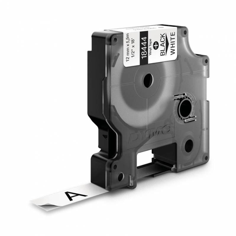 Banda vinil Dymo ID1 DY18444 12mm, Negru/Alb