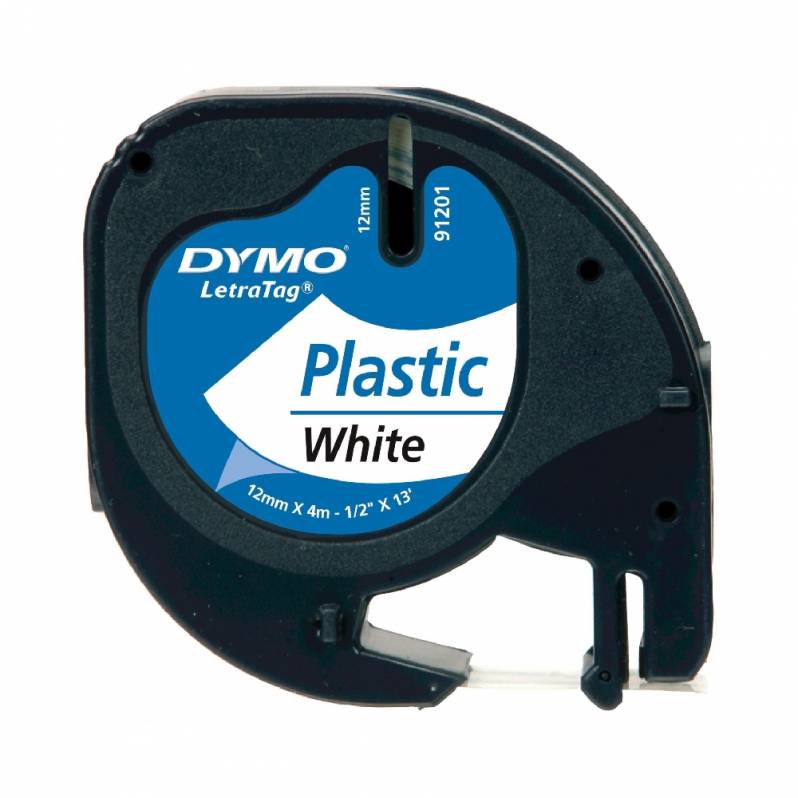 Banda Dymo Letratag DY91201 12mm, plastic alb