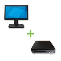 POS - Touchscreen - Systempaket Elo Touch E-Series 2, 15,6 Zoll, Win 10 IoT und Metter CDE350BK Metallgeldschublade