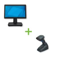 POS-Systempaket Elo Touch E-Series 2 mit 15,6 Zoll Touchscreen, Win 10 IoT und Datalogic QM2430-BK-433K1 Lesegerät