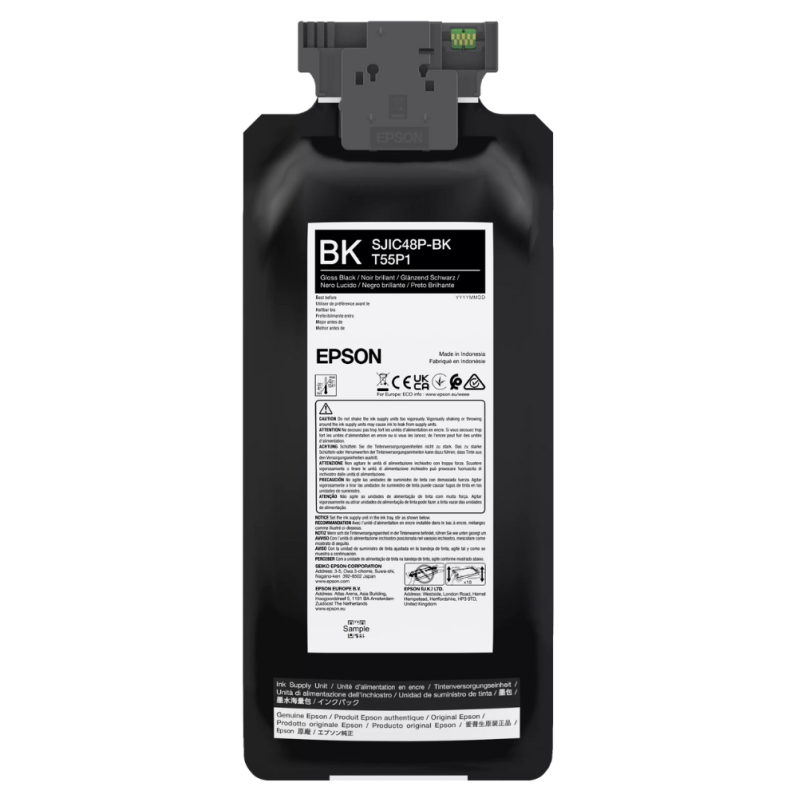 Cartus original cerneala Epson UltraChrome SJIC48P-BK pentru Colorworks C8000e, negru lucios