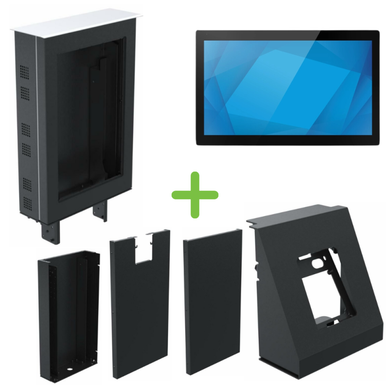 Totem de exterior monitor touchscreen Elo 2799L, 27", suport terminal de plata, montare podea