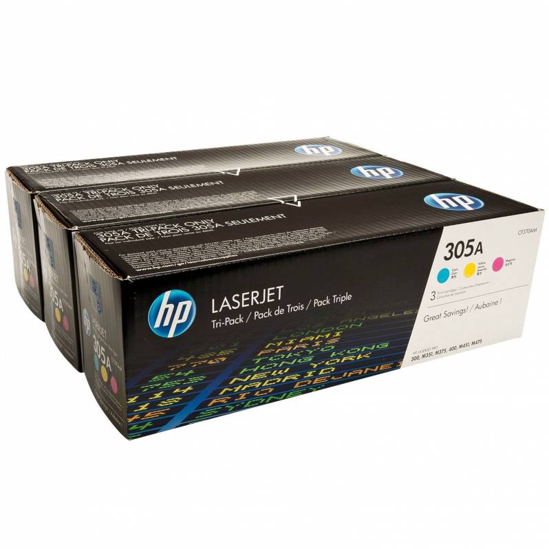 Set 3 cartuse toner HP 305A, multicolor