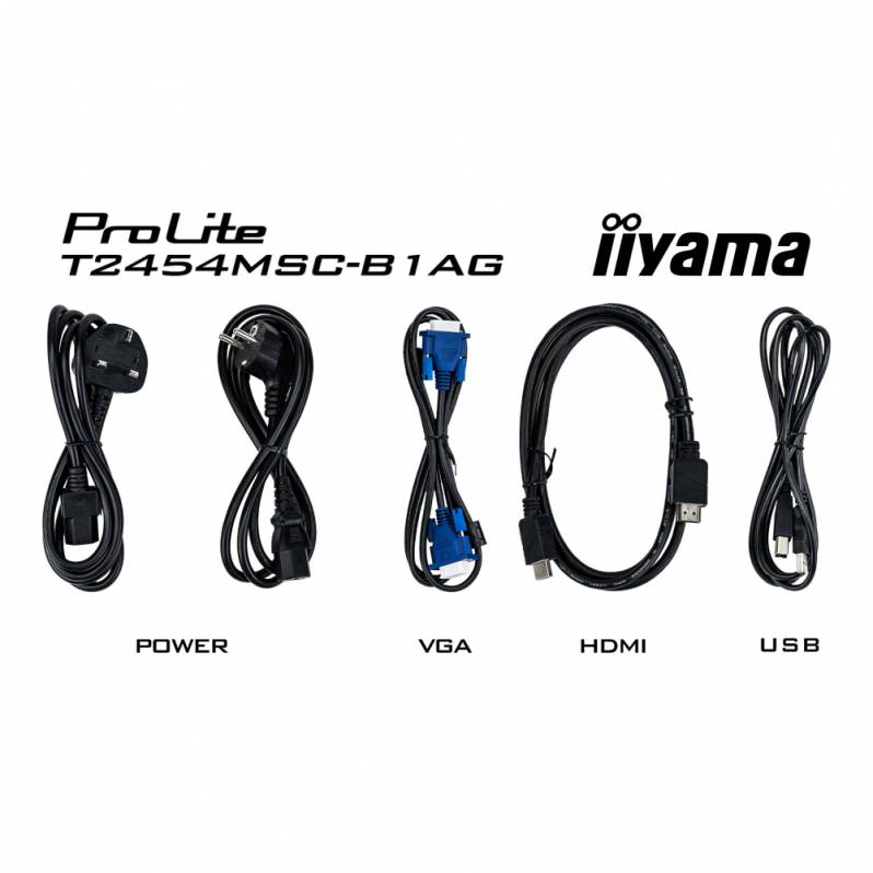 iiyama ProLite T2454MSC-B1AG POS-Touchscreen-Monitor, 24 Zoll, Full HD, PCAP, schwarz