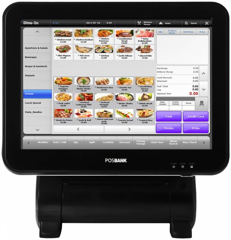 Sistem POS Posbank AnyShop Prime, Projective Capacitive, ZeroBezel, 15", POSReady 7, negru