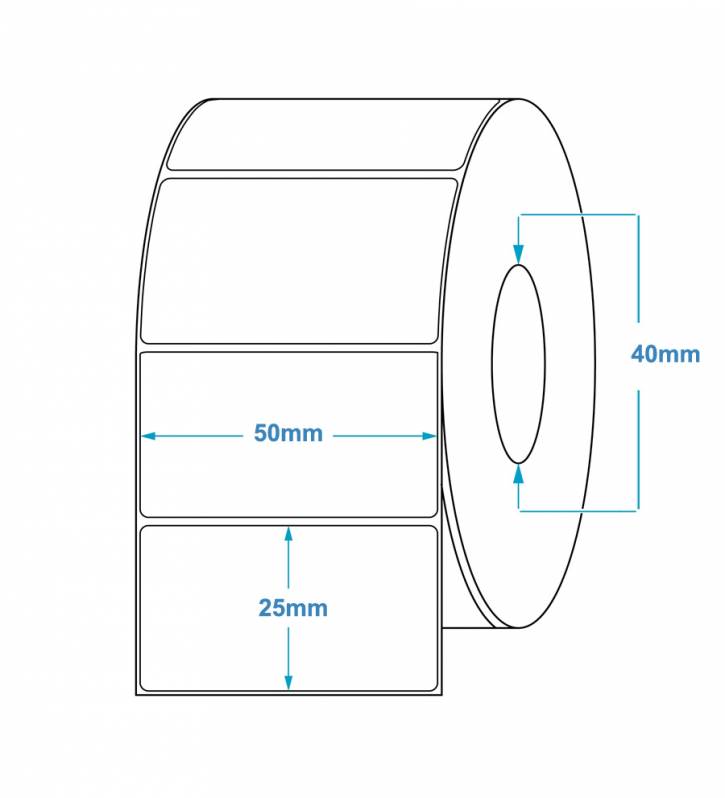 Rola etichete termice ZINTA 50x25mm, Top Thermal, 1500 et./rola