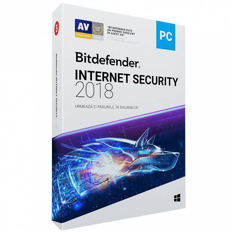 Bitdefender Internet Security 2018, 1 PC, 1 an, licenta electronica