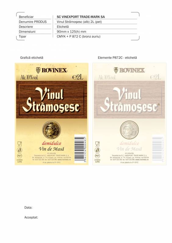 Etichete hartie Vinexport Vinul Stramosesc comunitar, 2l, 90x125 mm