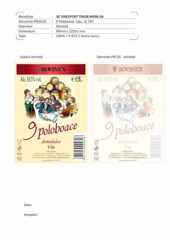 Etichete hartie Vinexport 9 poloboace Ucraina, rosu, 2l, 90x125 mm