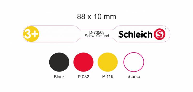 Etichete plastic Schleich EAN, galbene, 88x10 mm