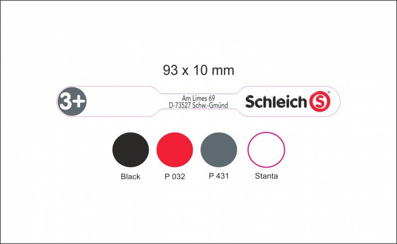 Etichete plastic Schleich EAN, gri, 93x10 mm