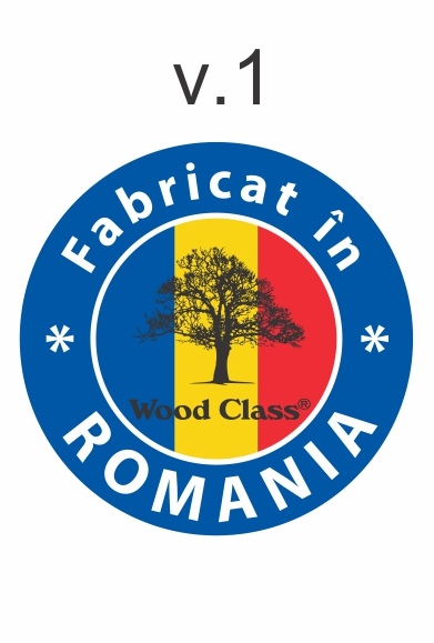 Etichete semilucioase rotunde WoodClassD Fabricat in ROMANIA, v1, 30x30 mm
