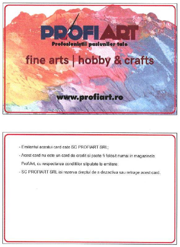 Carduri PVC PROFIART Fine arts, hobby&crafts, 86x54 mm, fata-spate