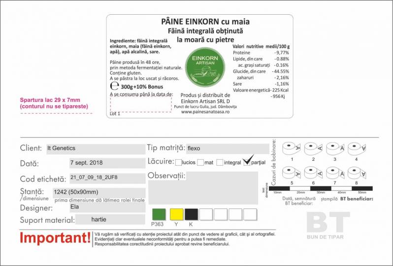 Etichete hartie Paine Einkorn cu maia, 50x90 mm