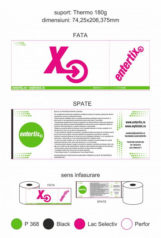 Bilete de intrare Entertix.ro/Myticket, fata-spate, rola, 74.25x206.375 mm