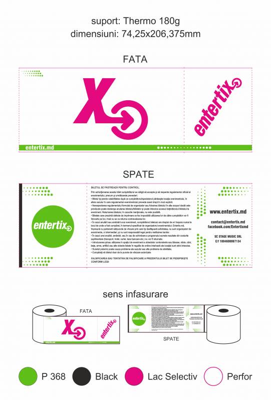 Bilete de intrare Entertix.md, fata-spate, rola, 74.25x206.375 mm