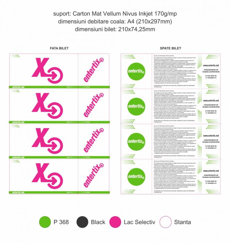 Bilete de intrare Entertix.md, fata-spate, A4