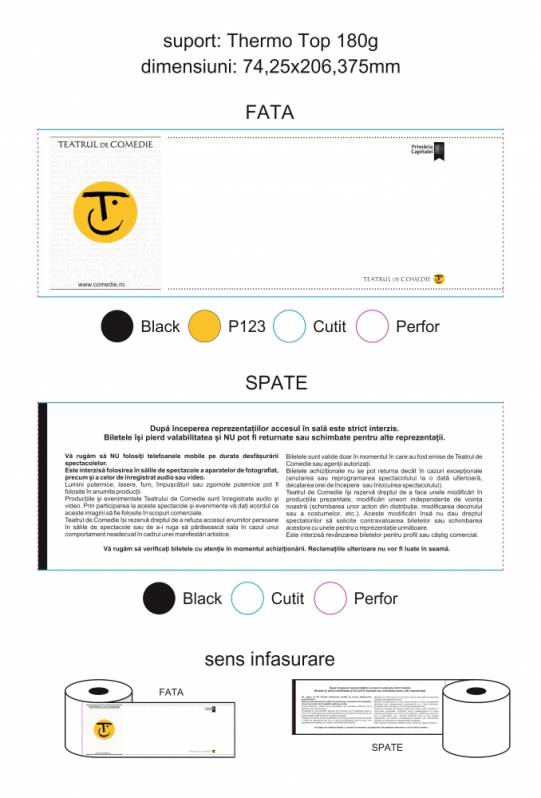 Bilete de intrare Teatrul de Comedie, fata-spate, 74.25x206.375 mm