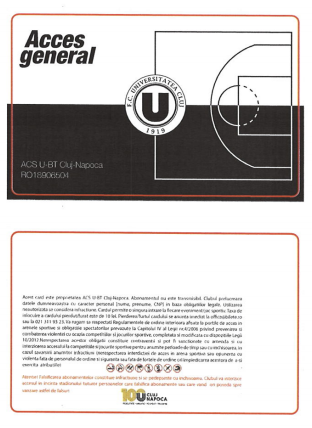 Card PVC personalizat Abonament Acces general IT Genetics - U Cluj