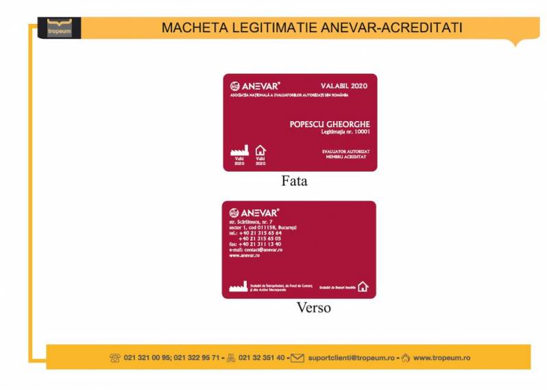 Card PVC personalizat Anevar Legitimatii acreditati 2020