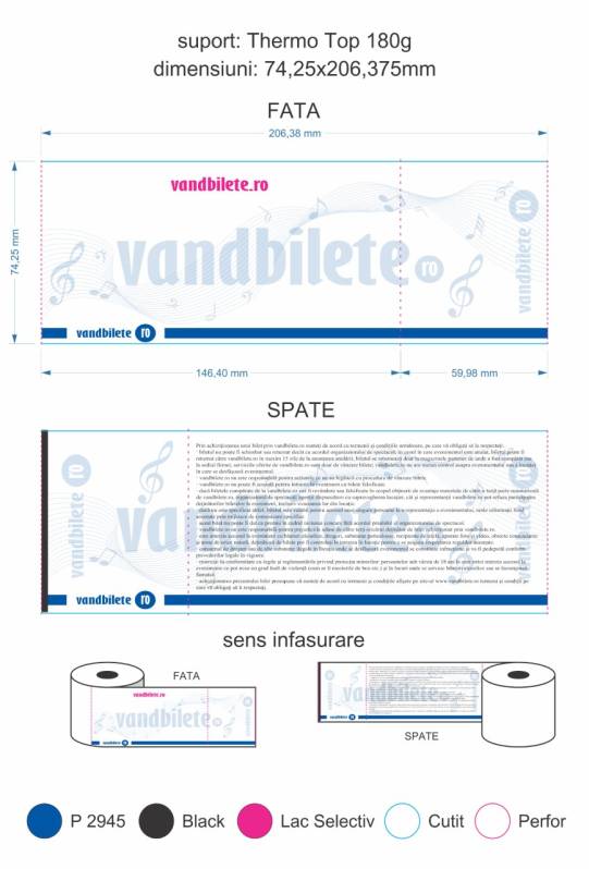 Bilete de intrare vandbilete.ro, fata-spate, rola, 74.25x206.375 mm