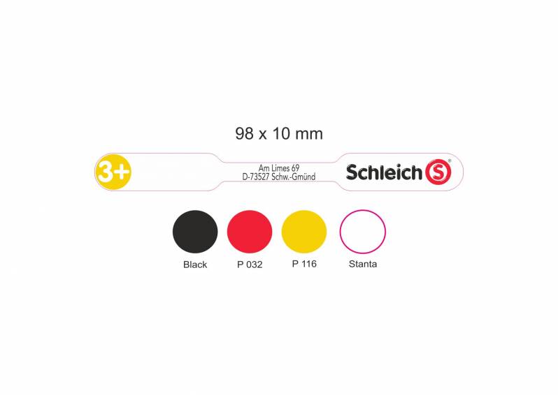 Etichete plastic Schleich EAN, galbene, 98x10 mm