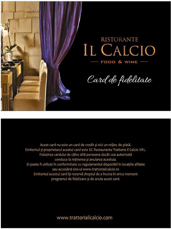 Card PVC personalizat Il Calcio Food&Wine, 4 culori, fata-verso, encodat banda magnetica